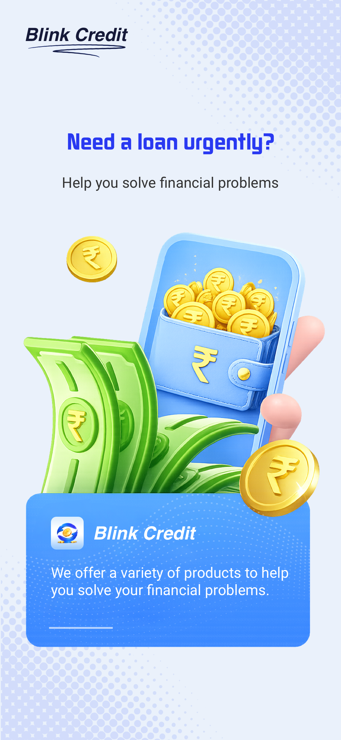 Blink Credit application promotional screen